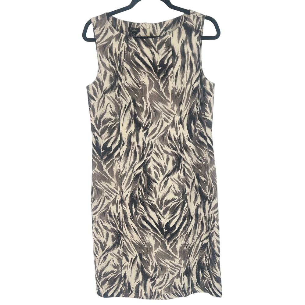Talbots Cream Striped Cotton Sleeveless Sheath Dress Size 10